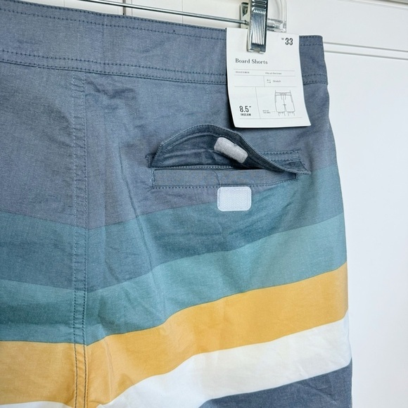 New! Goodfellow & Co. Men's Sz 33 IndigoVector Striped Boardshorts Swim Trunks - Picture 12 of 14
